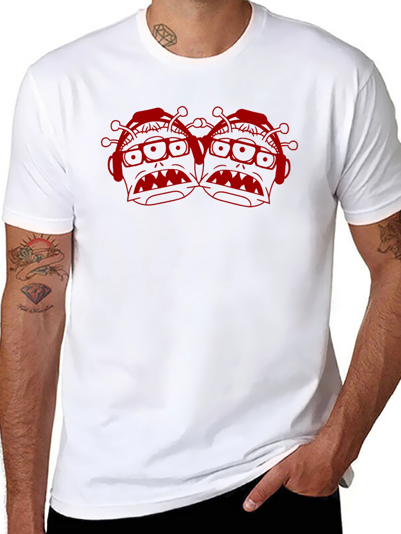 Black T-Shirt with Red Alien Graphic