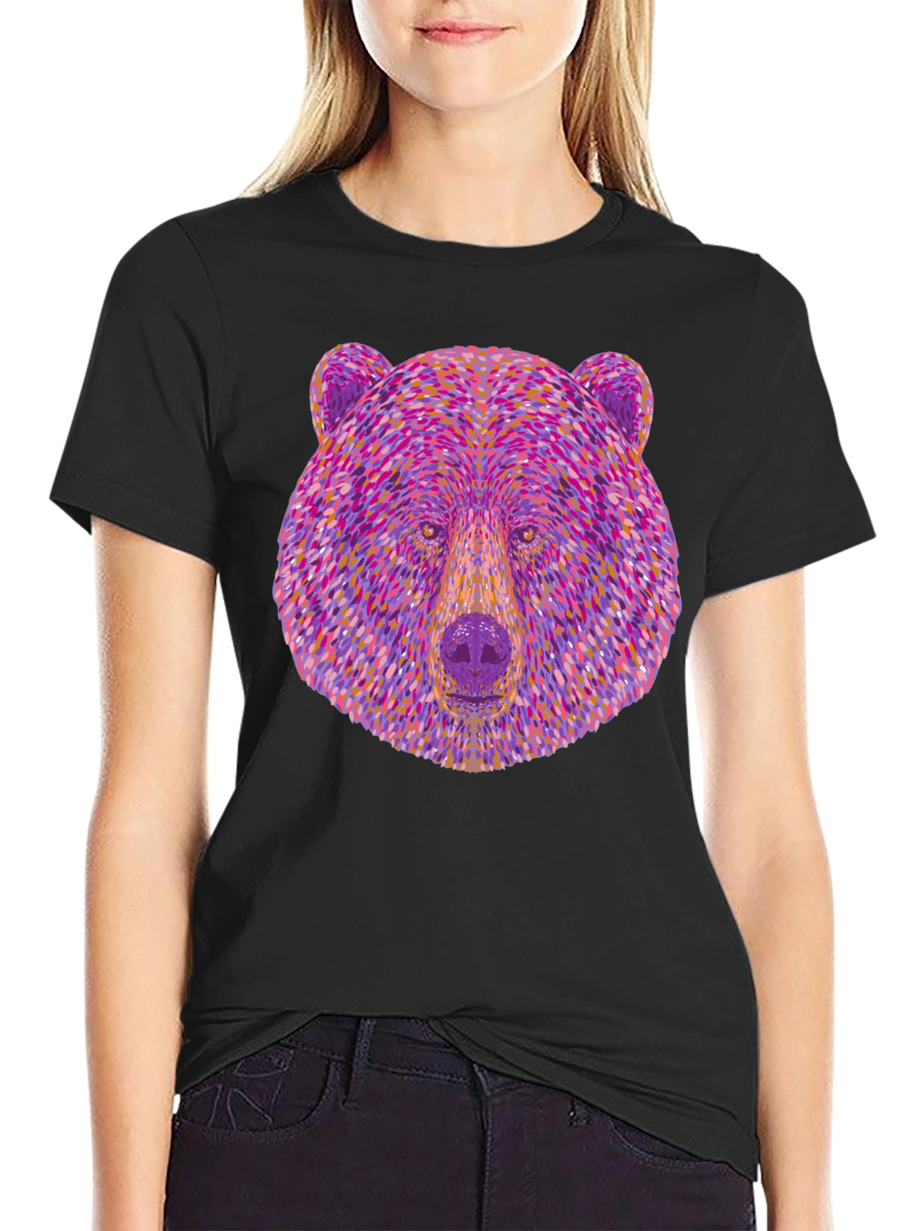 Abstract Bear Head Graphic T-Shirt