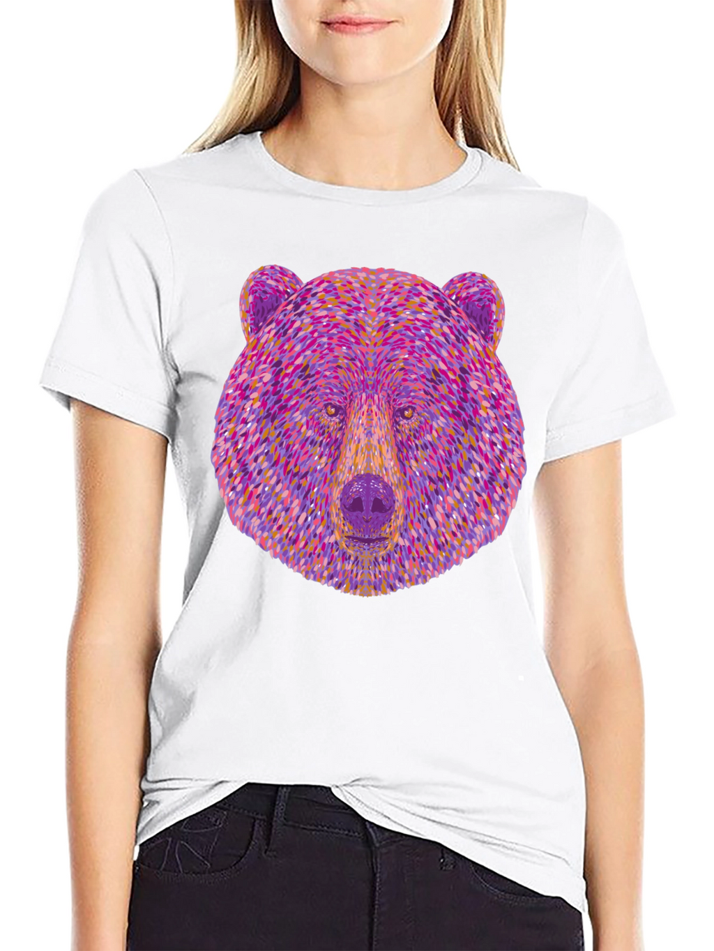 Abstract Bear Head Graphic T-Shirt