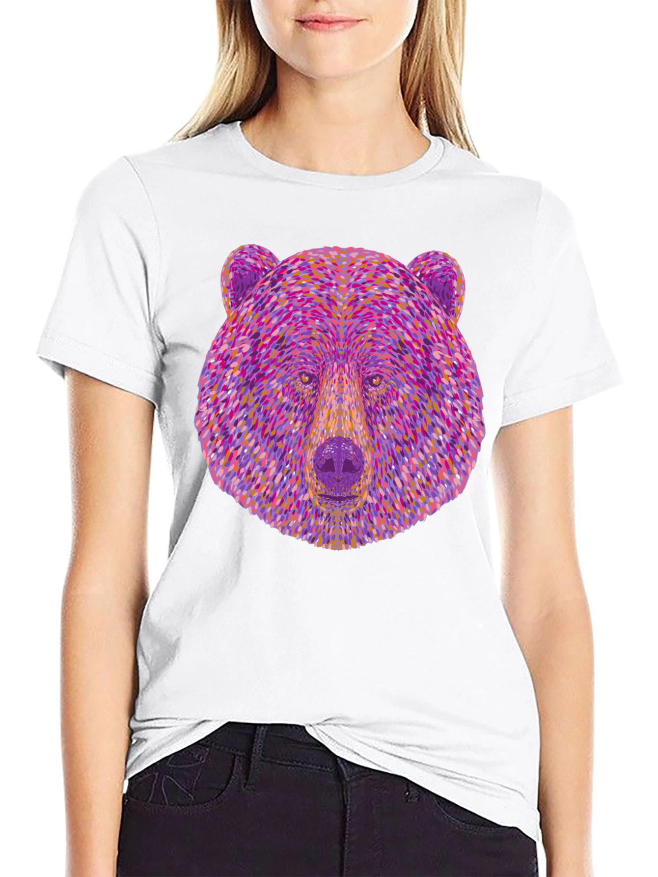 Abstract Bear Head Graphic T-Shirt