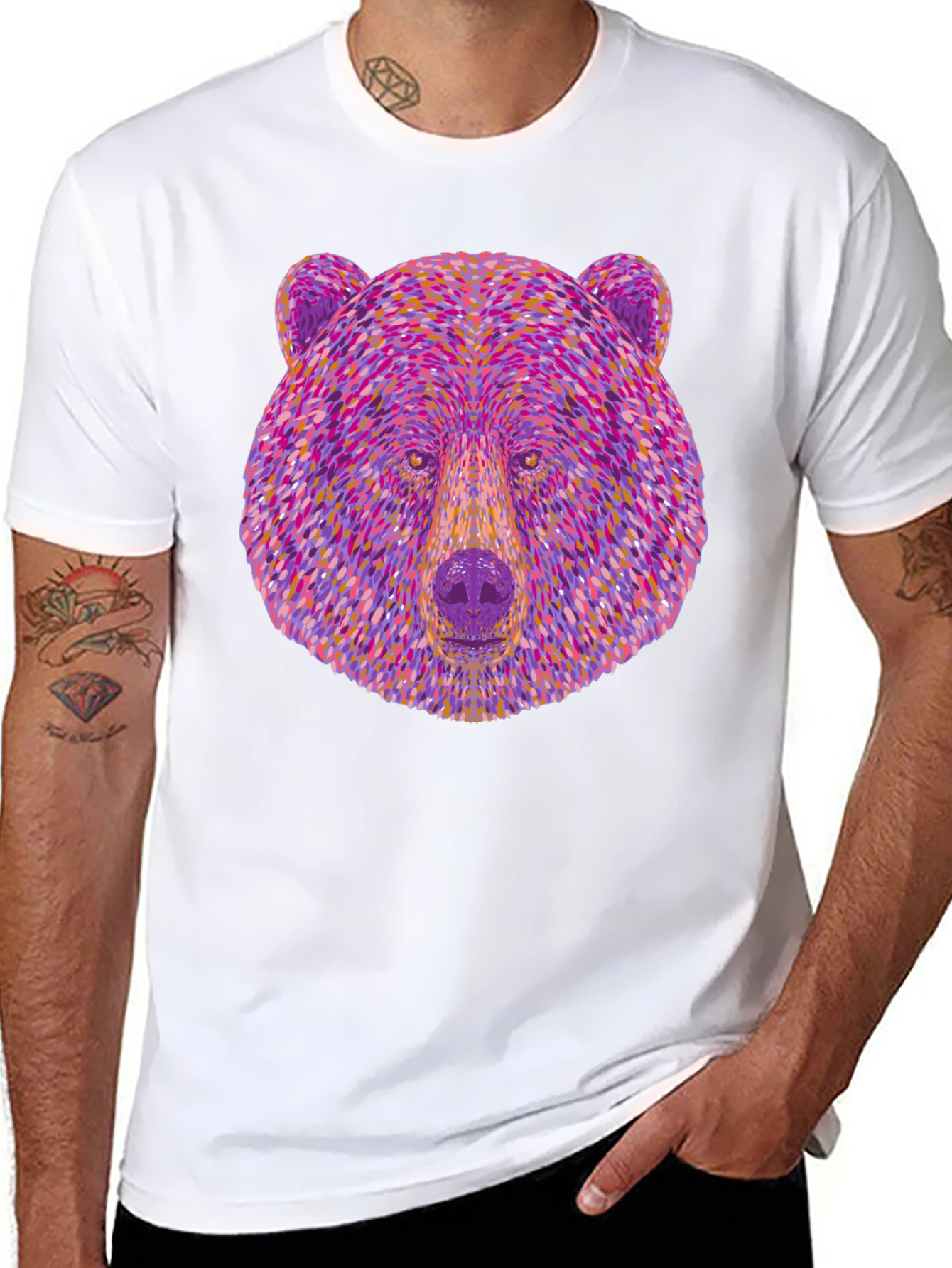 Abstract Bear Head Graphic T-Shirt