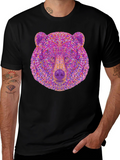 Abstract Bear Head Graphic T-Shirt