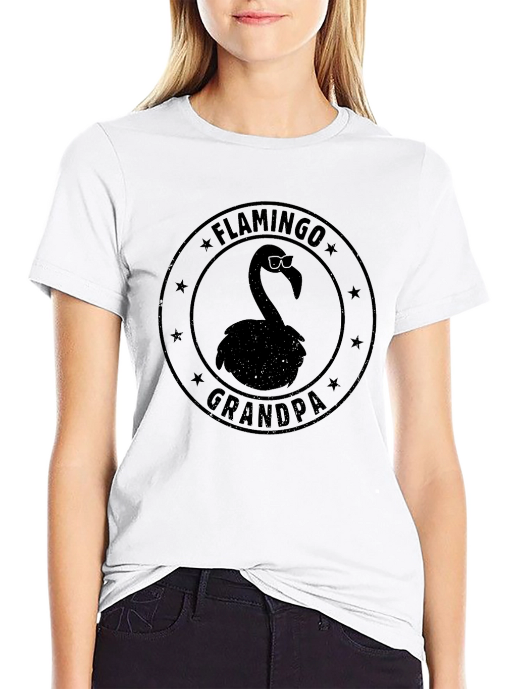 Flamingo Grandpa T-Shirt - Mens Black Tee