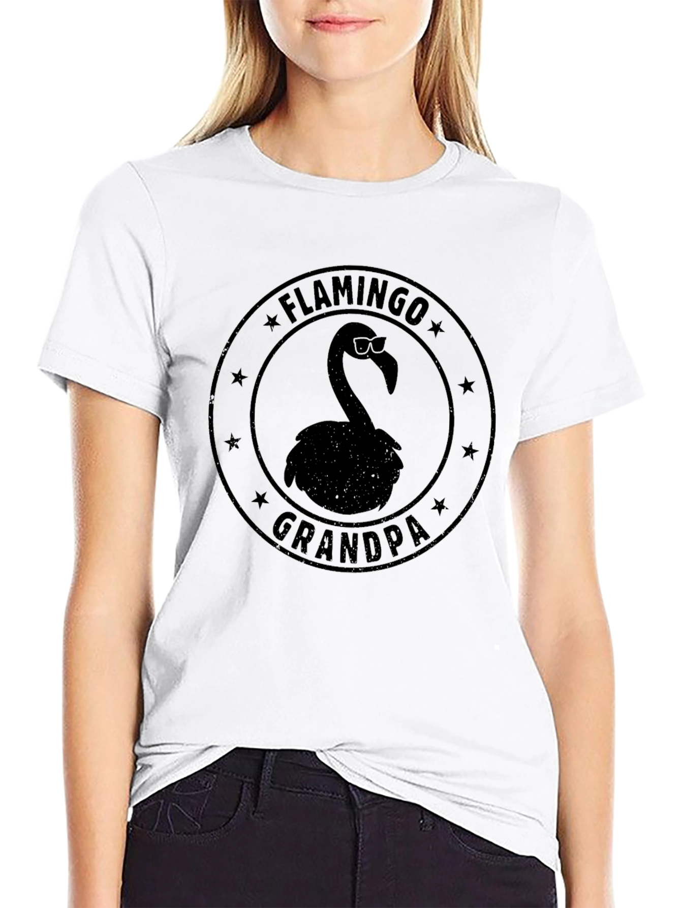 Flamingo Grandpa T-Shirt - Mens Black Tee