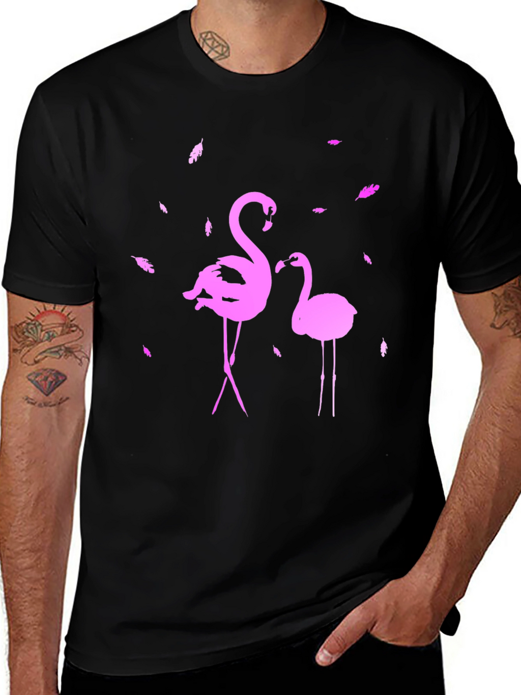 Flamingo Graphic Tee - Stylish Black T-Shirt