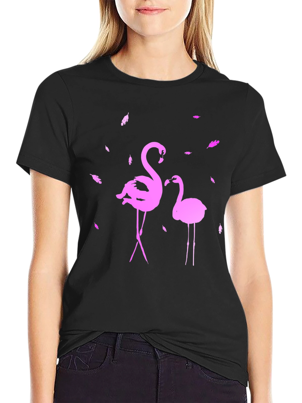 Flamingo Graphic Tee - Stylish Black T-Shirt