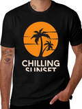 Chilling Sunset Graphic Tee - Tropical Vibes!