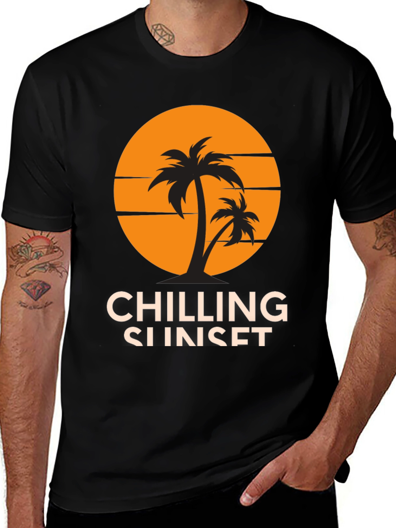 Chilling Sunset Graphic Tee - Tropical Vibes!
