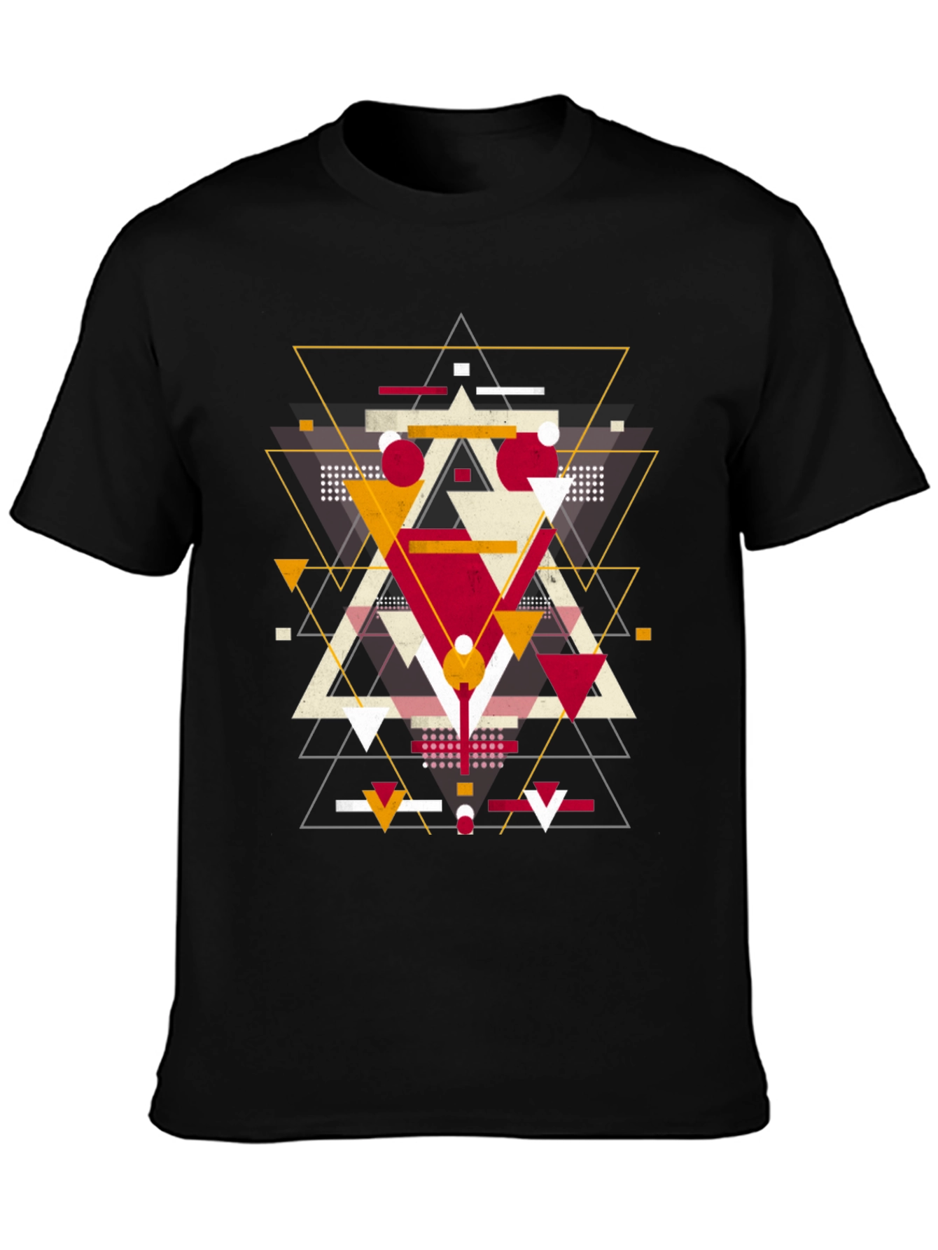 Geometric Triangle Graphic Print Black T-Shirt