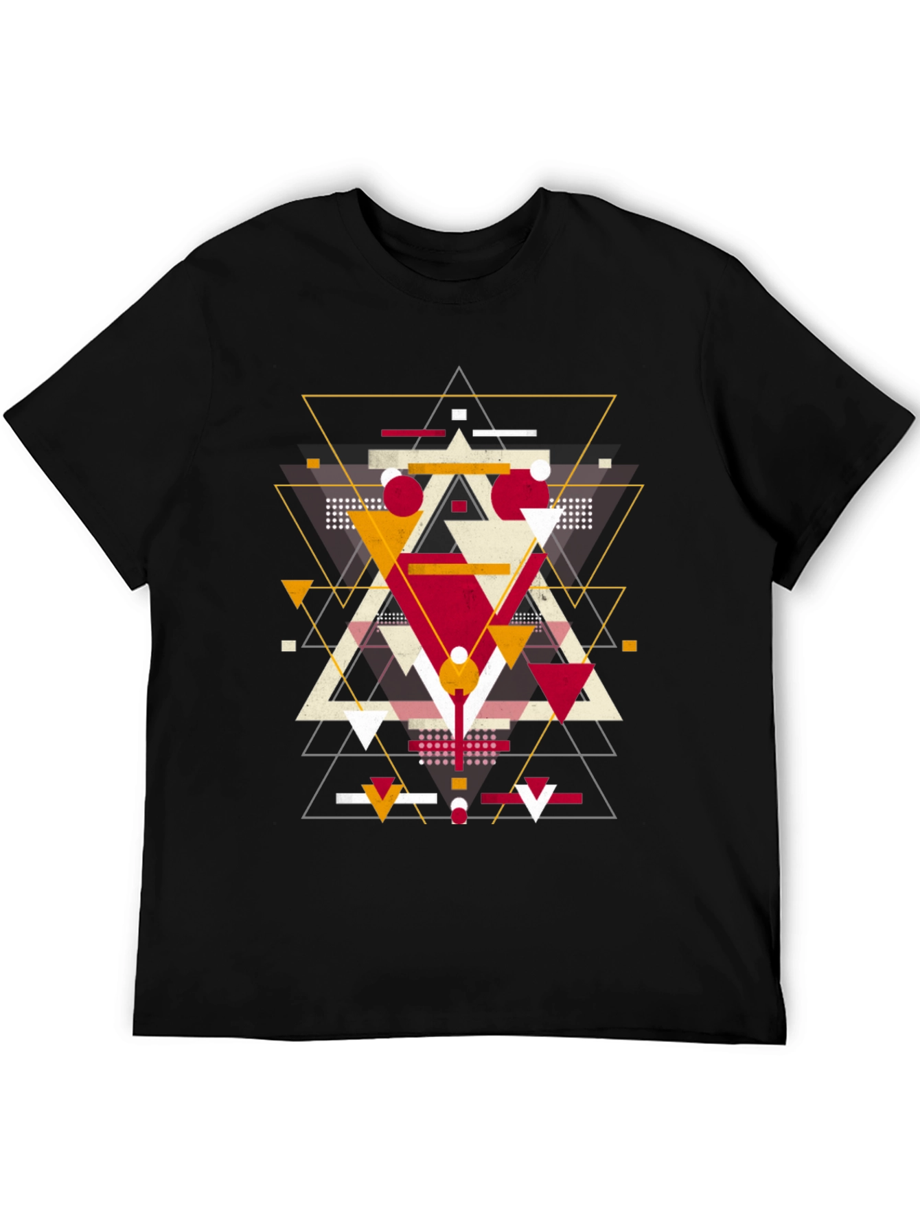 Geometric Triangle Graphic Print Black T-Shirt