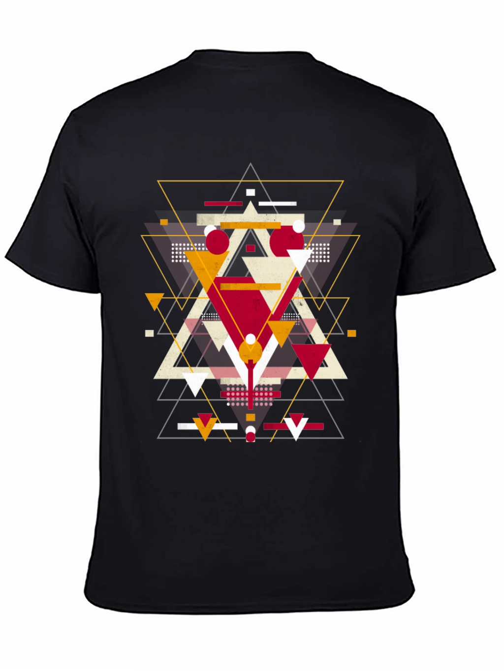 Geometric Triangle Graphic Print Black T-Shirt
