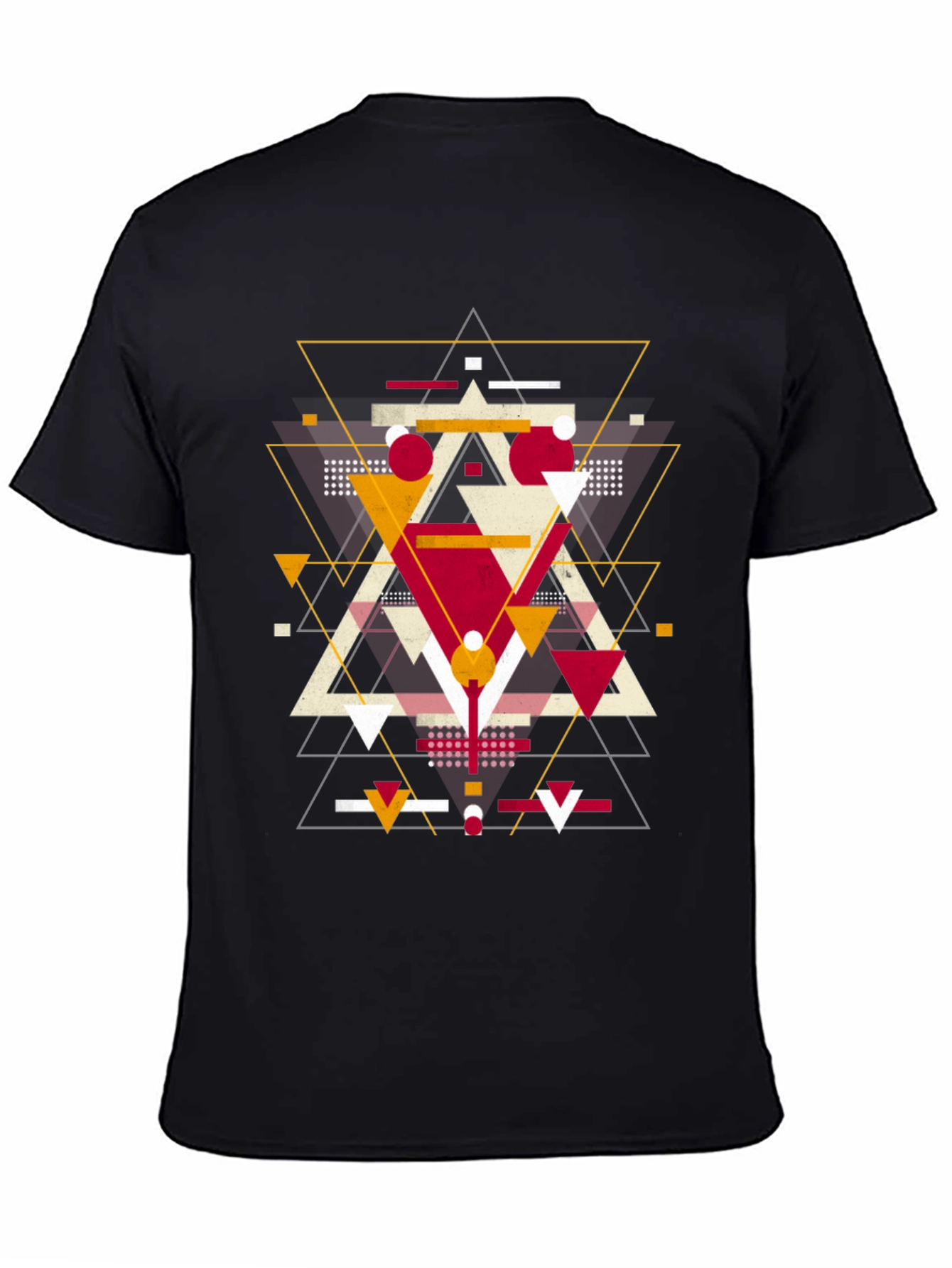 Geometric Triangle Graphic Print Black T-Shirt