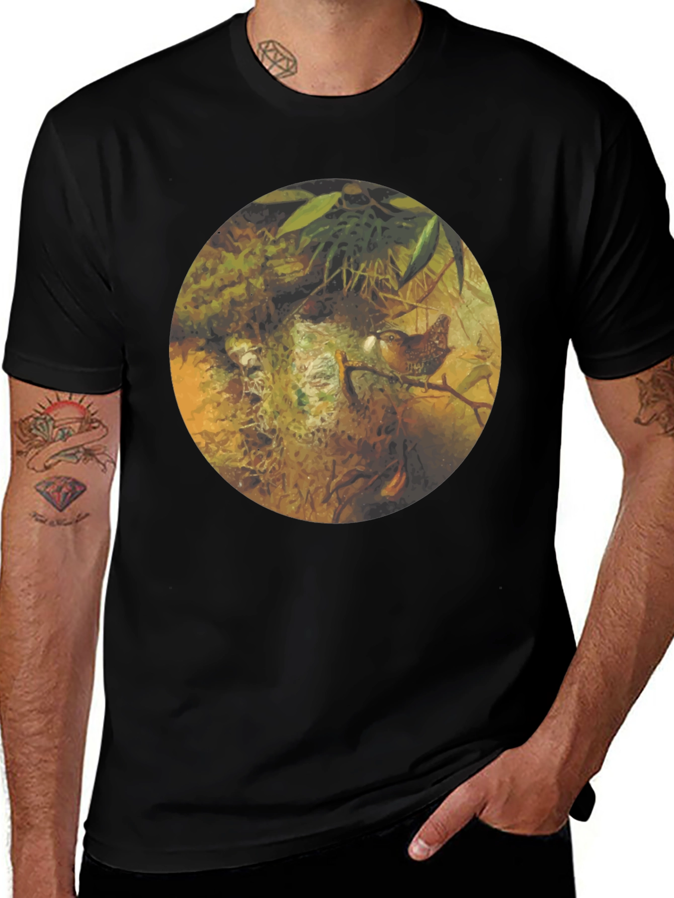 Nature Inspired Graphic Tee - Bird Nest Design