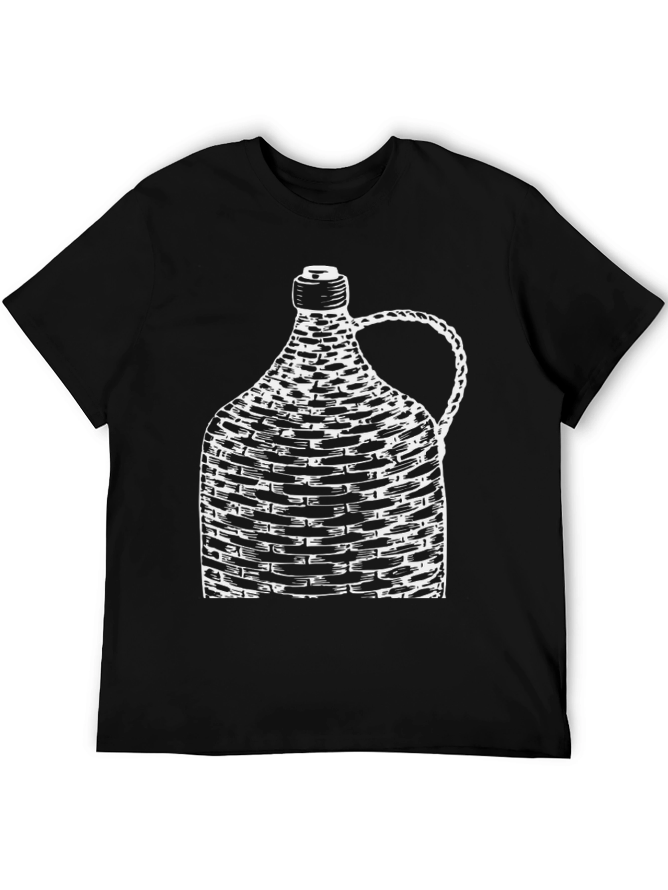 Unique Wine Bottle Graphic Tee - Black