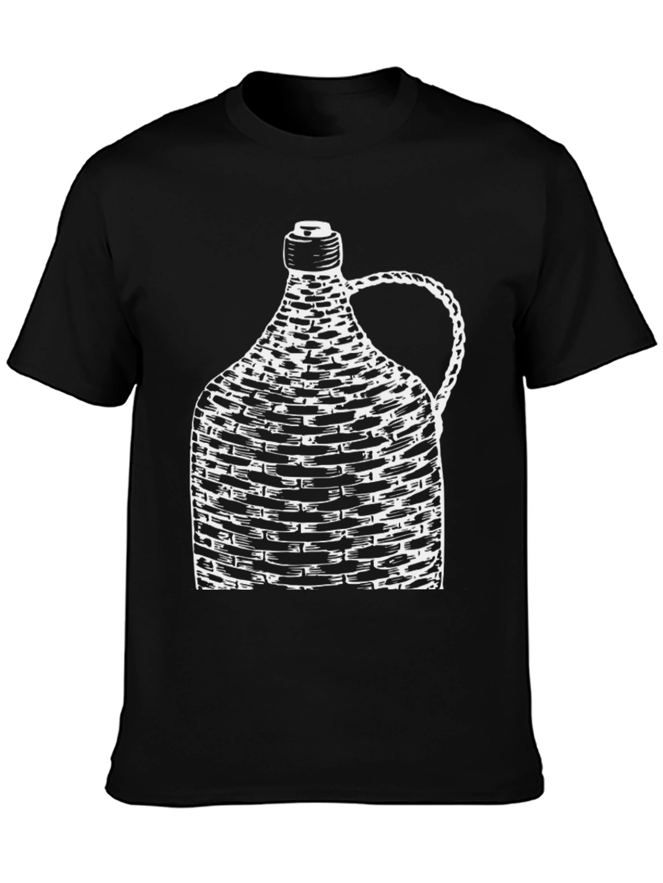 Unique Wine Bottle Graphic Tee - Black