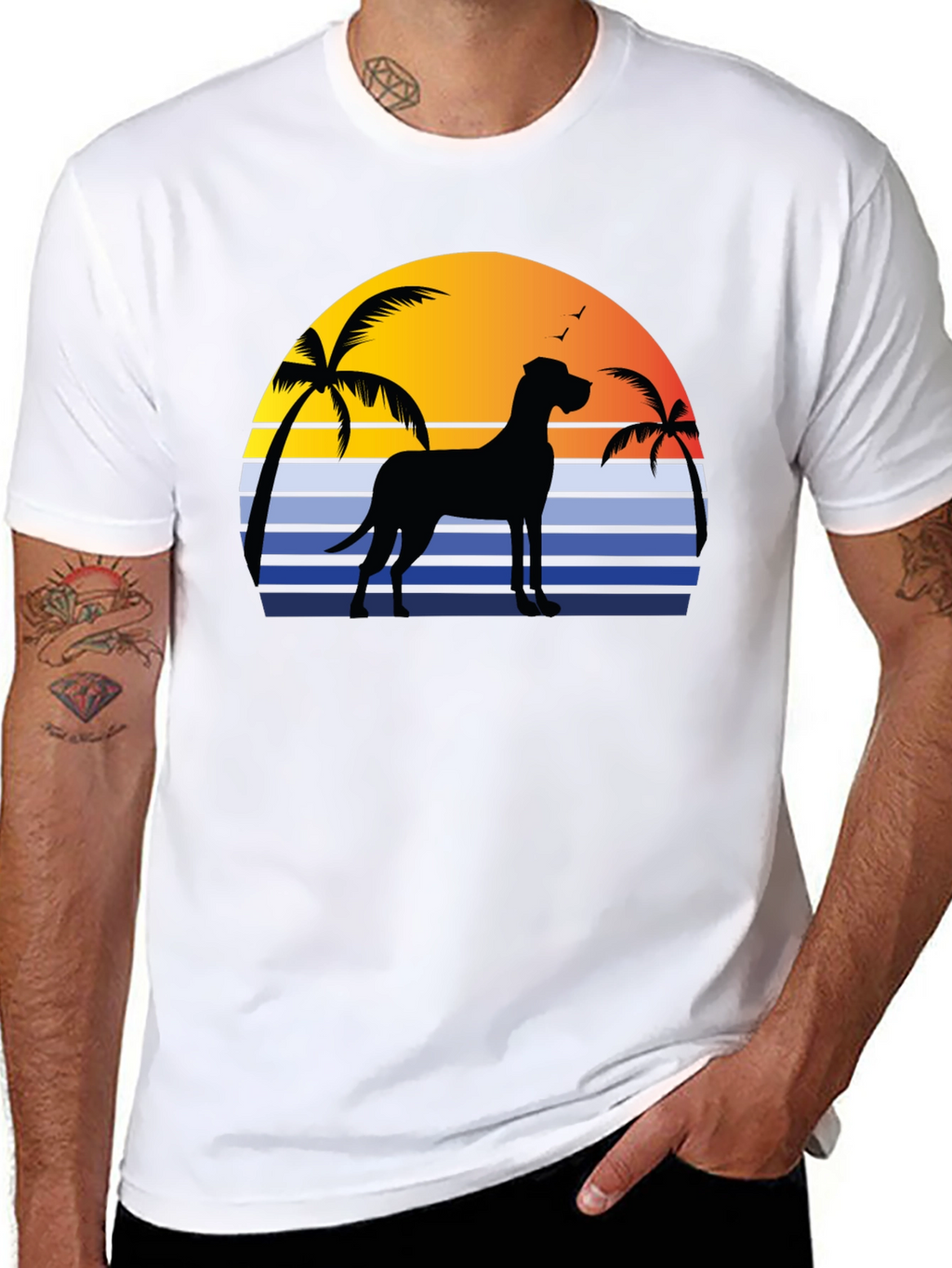 Great Dane Sunset T-Shirt - Beach Dog Tee