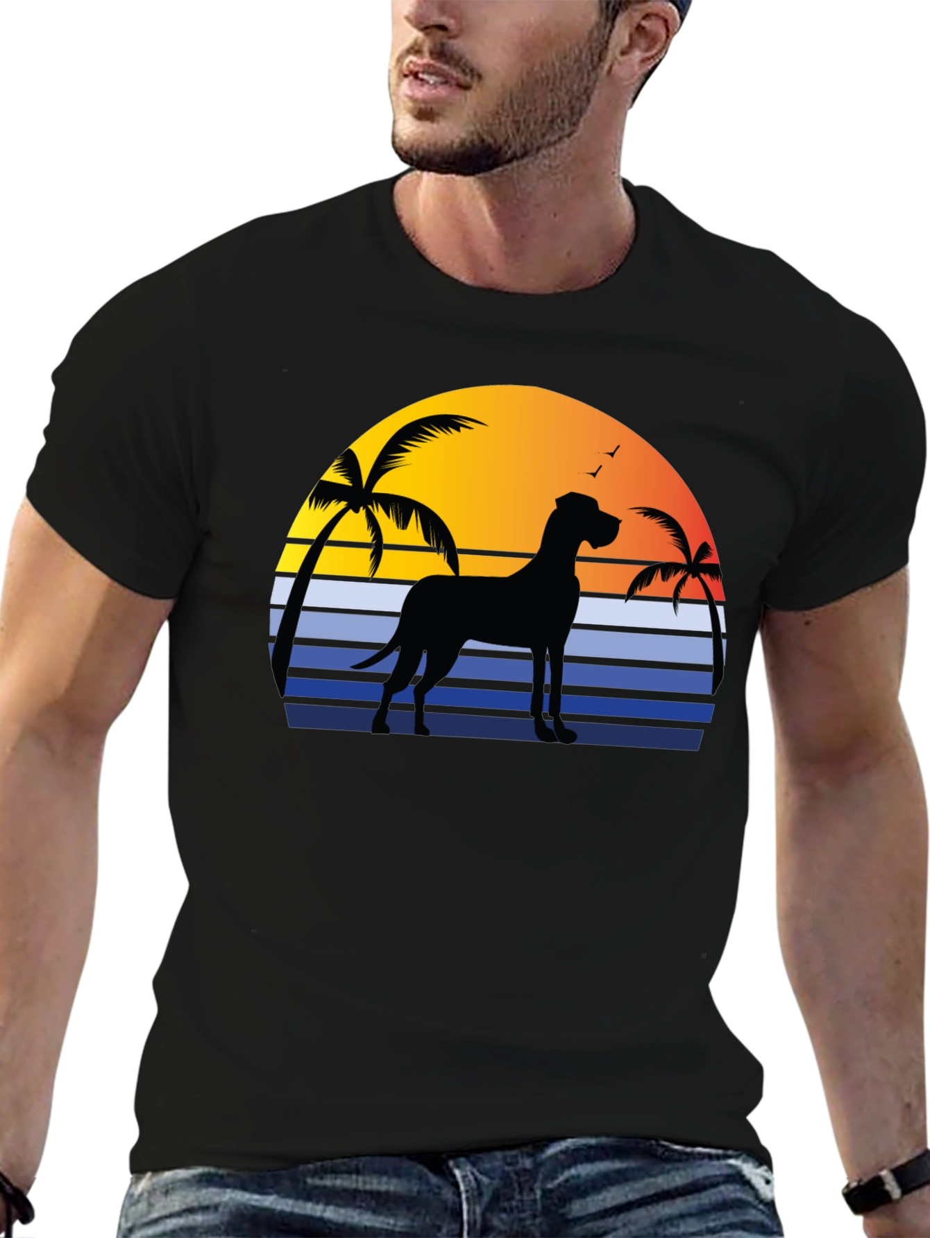 Great Dane Sunset T-Shirt - Beach Dog Tee