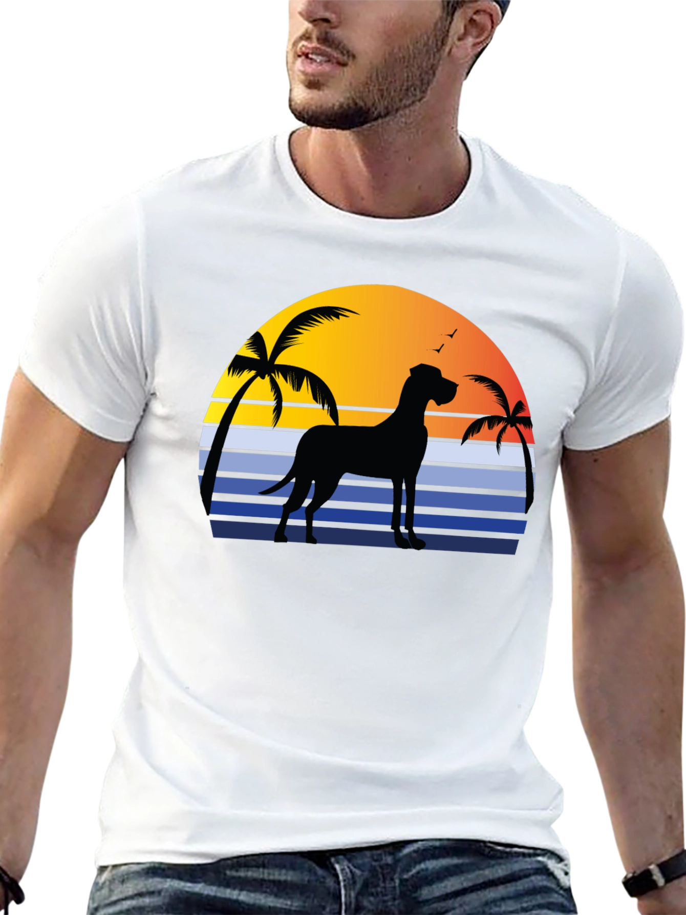 Great Dane Sunset T-Shirt - Beach Dog Tee
