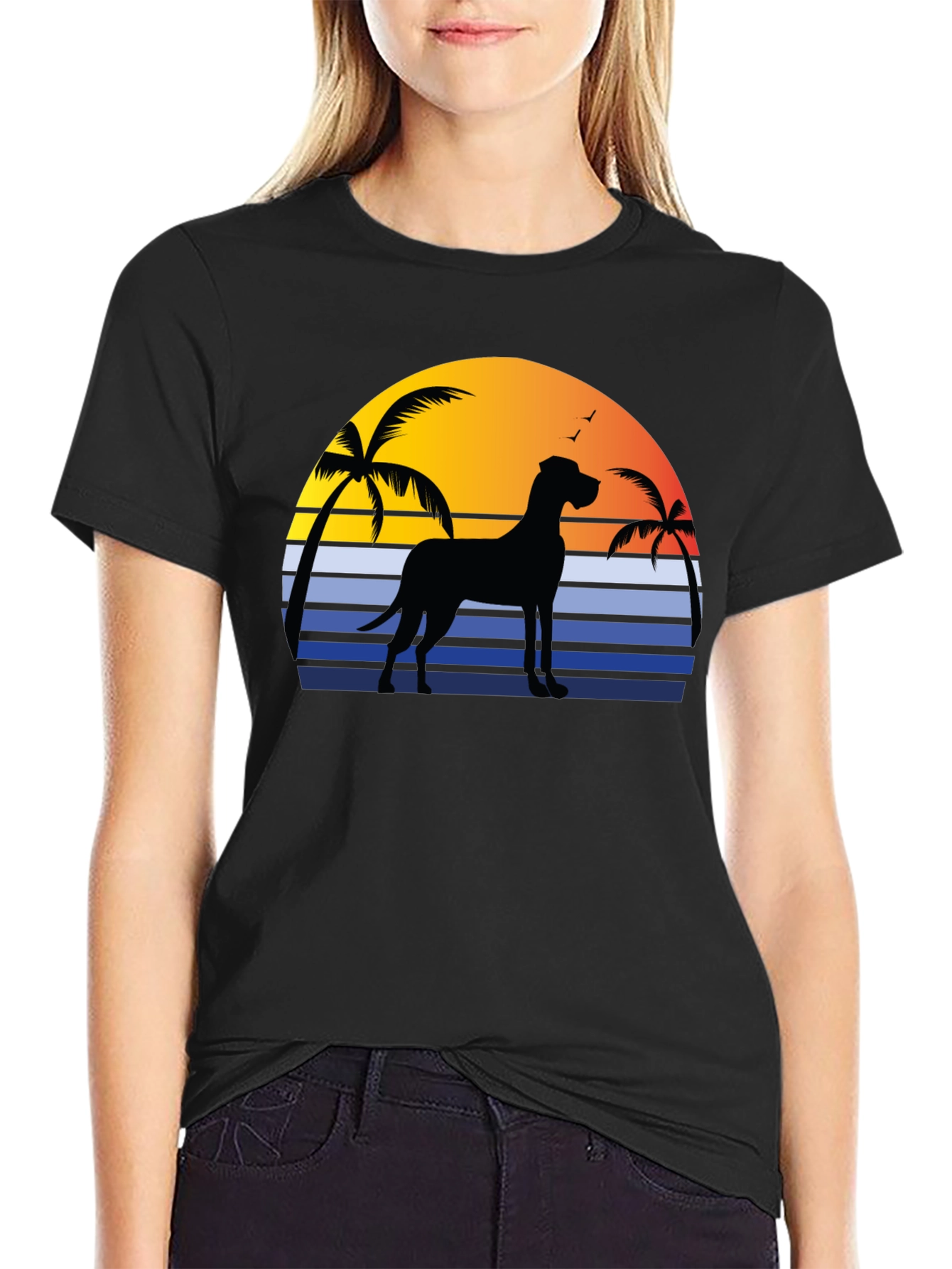 Great Dane Sunset T-Shirt - Beach Dog Tee