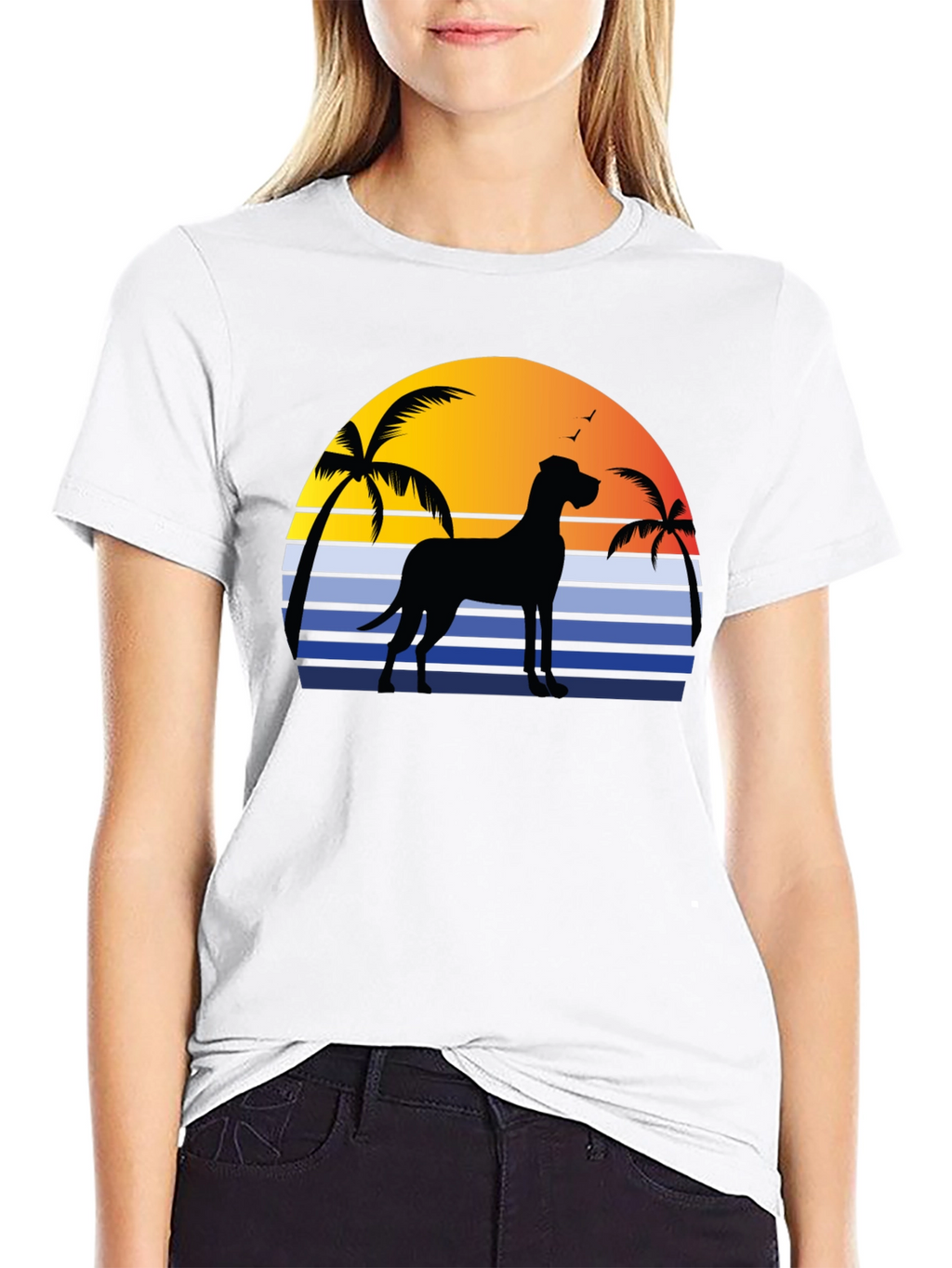 Great Dane Sunset T-Shirt - Beach Dog Tee