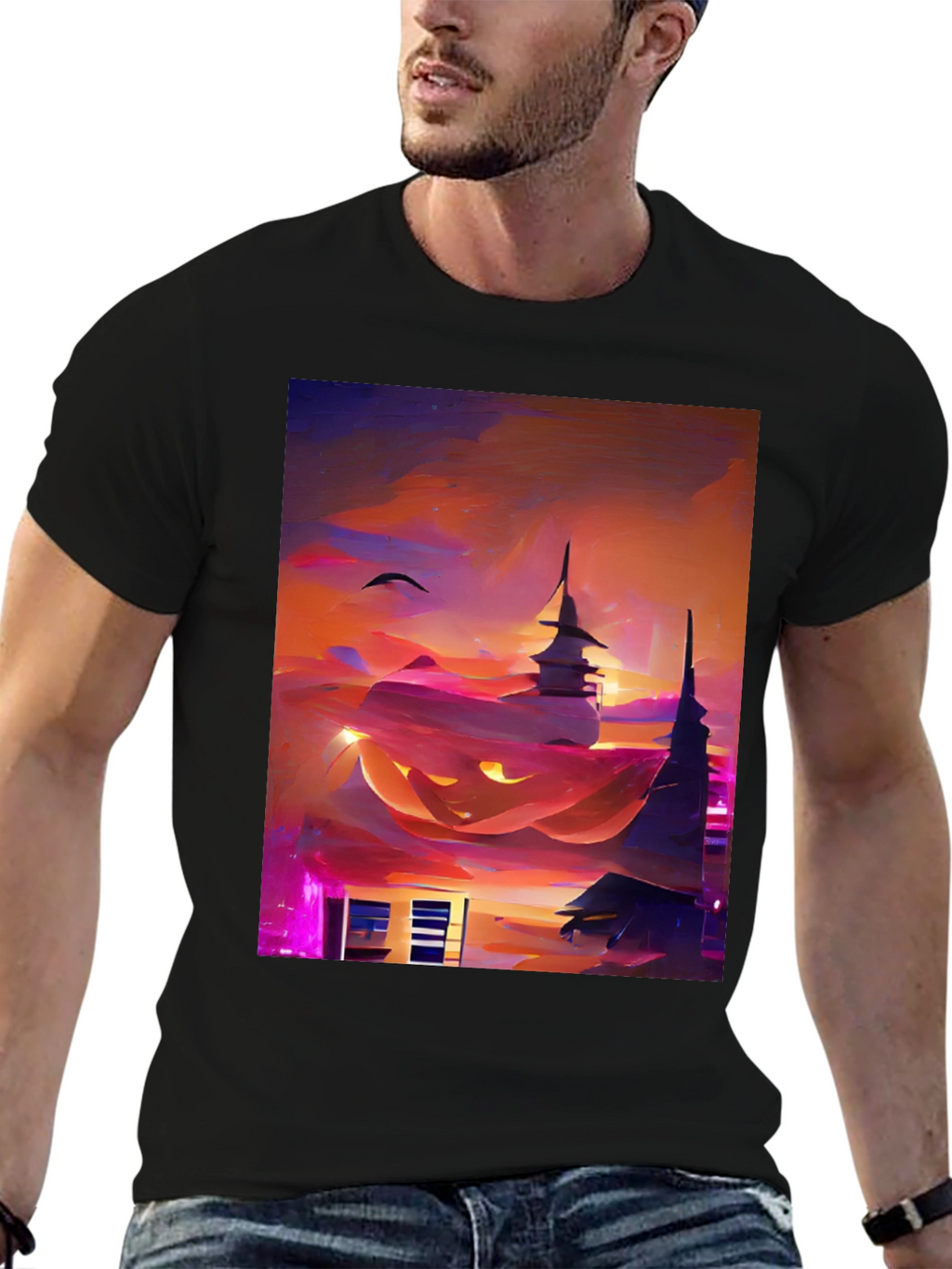 Halloween Cityscape Graphic Tee