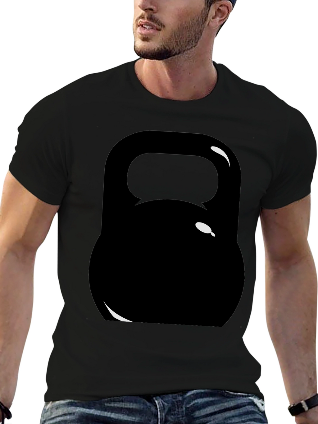 Black Kettlebell Graphic Tee - Workout Ready!
