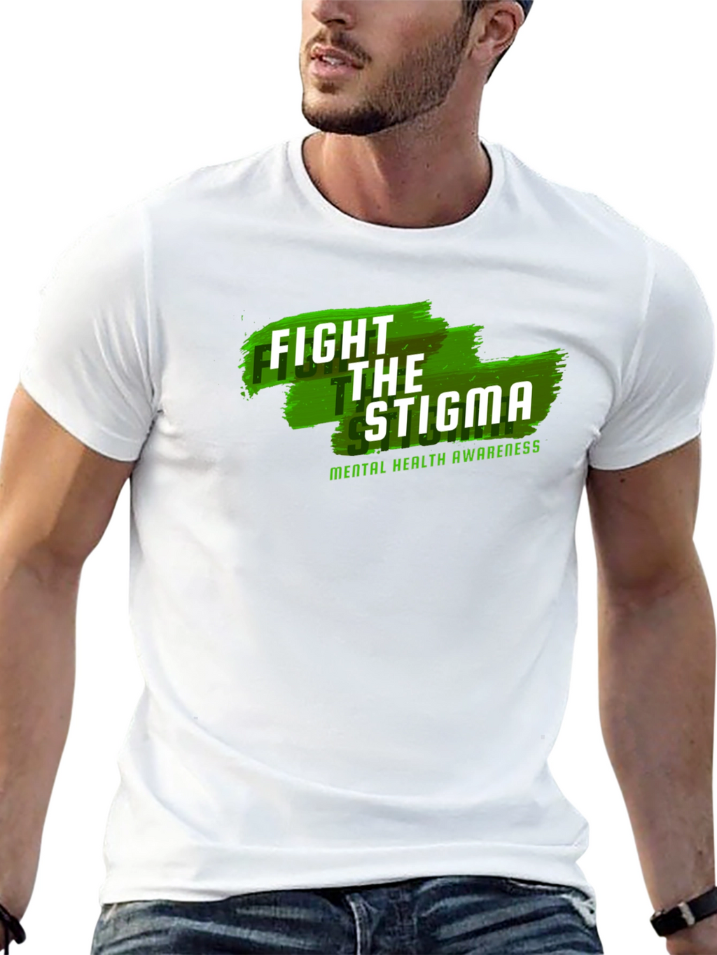 Fight the Stigma Mental Health Awareness Black T-Shirt