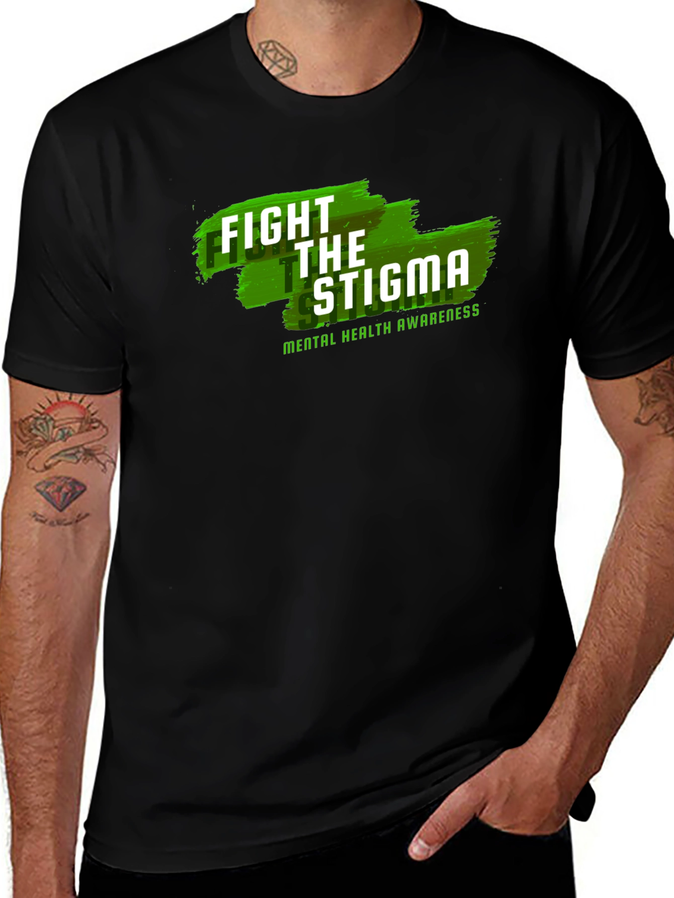 Fight the Stigma Mental Health Awareness Black T-Shirt