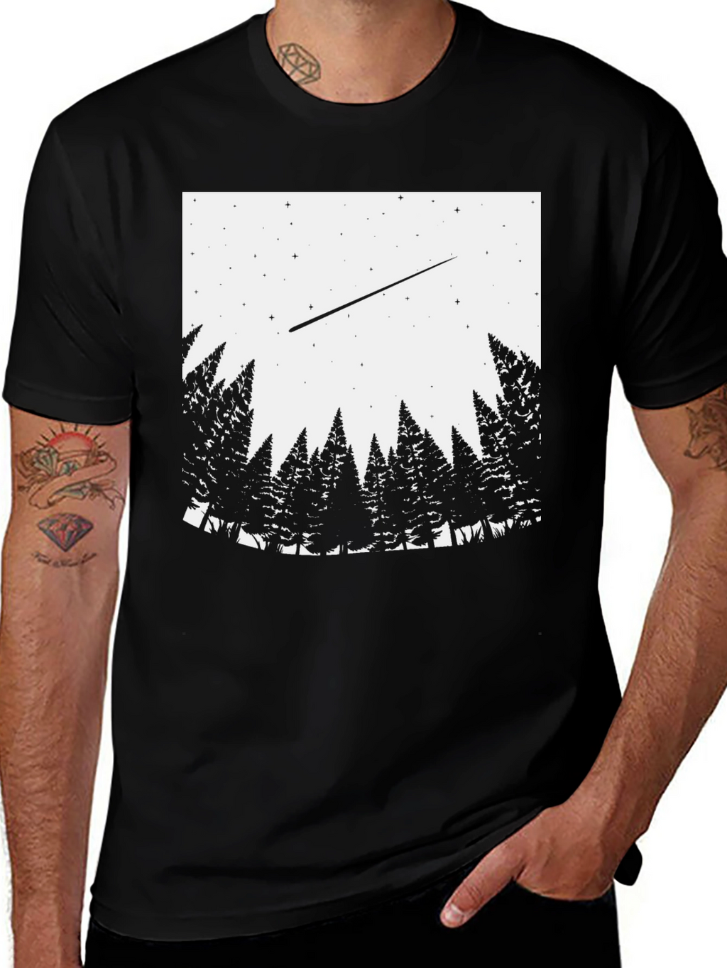 Starry Night Forest Graphic Tee