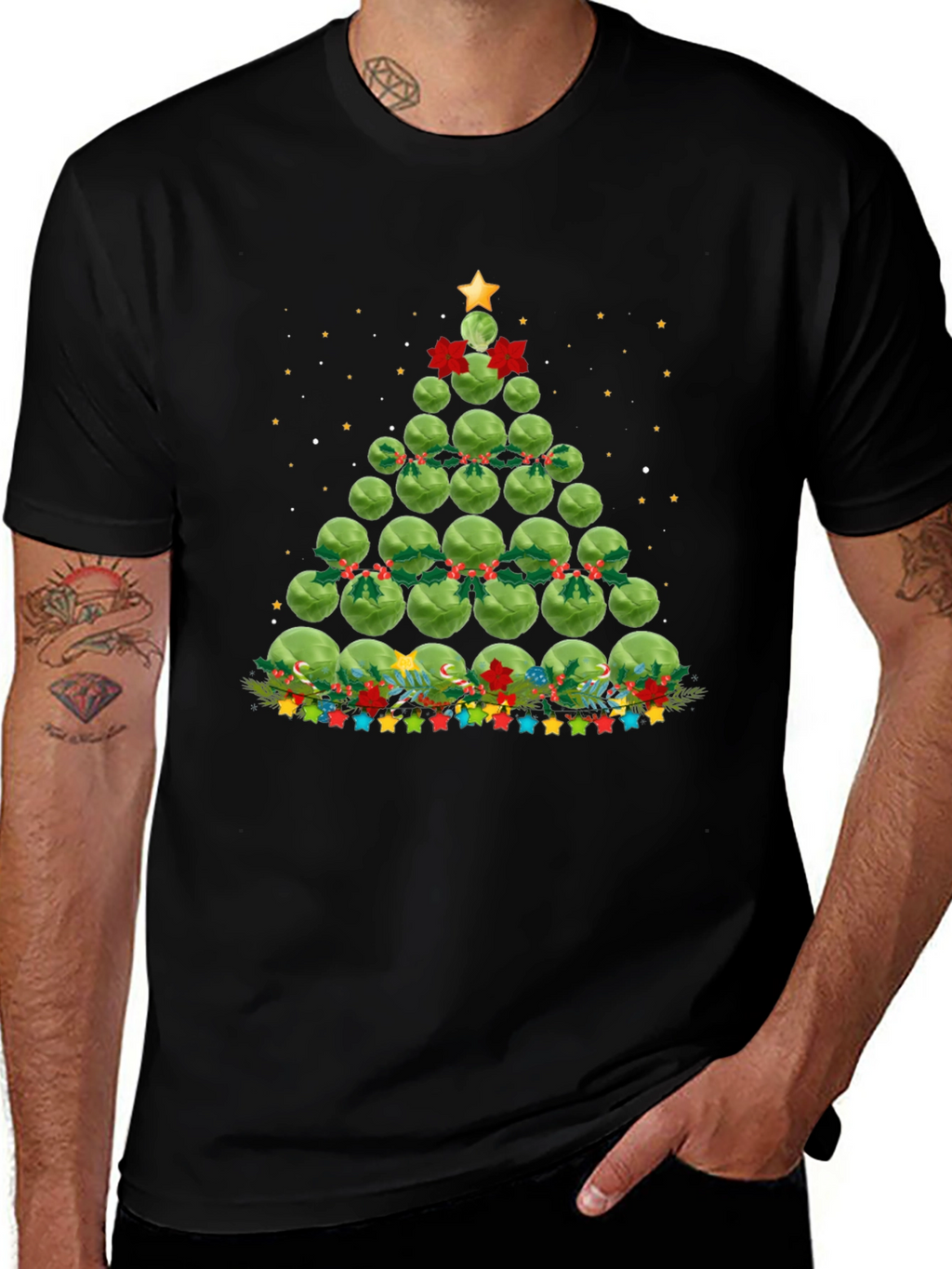 Brussels Sprouts Christmas Tree Holiday T-Shirt