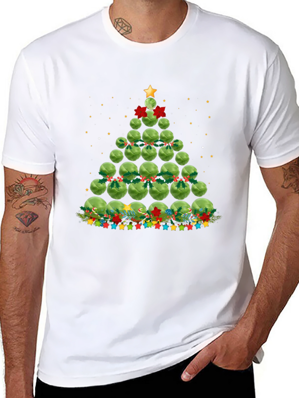 Brussels Sprouts Christmas Tree Holiday T-Shirt