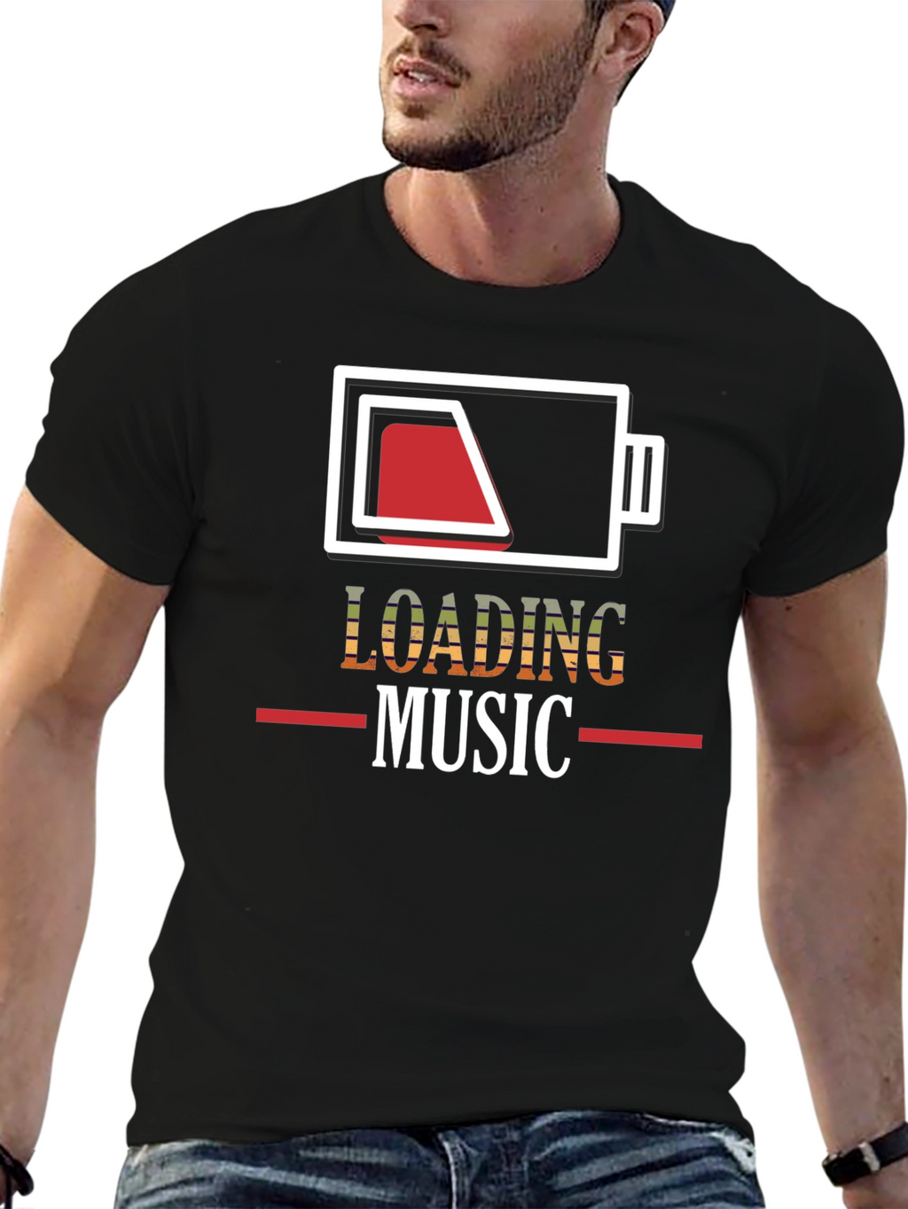 Loading Music Battery Graphic T-Shirt