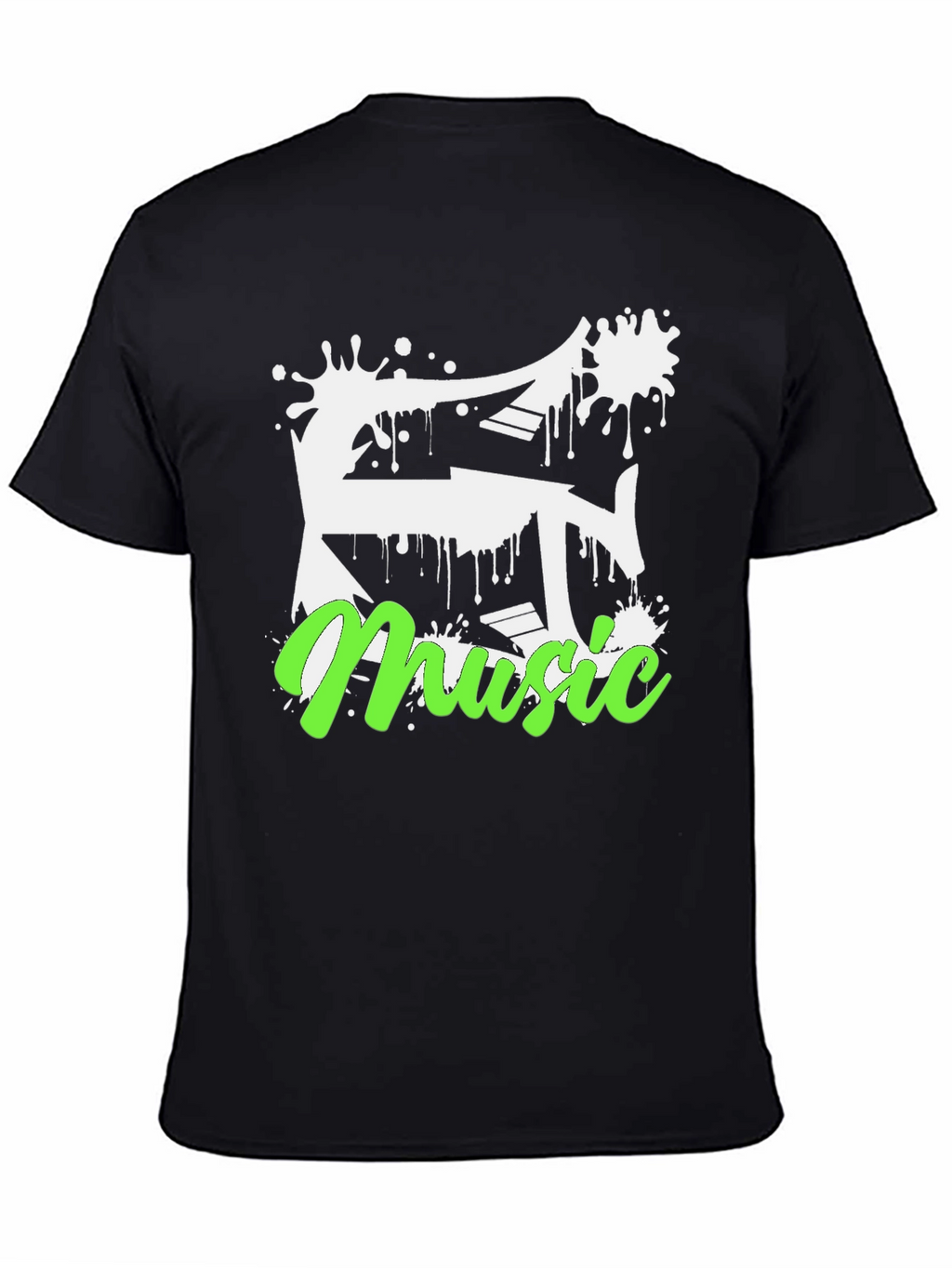 Music Splatter Graphic Black T-Shirt