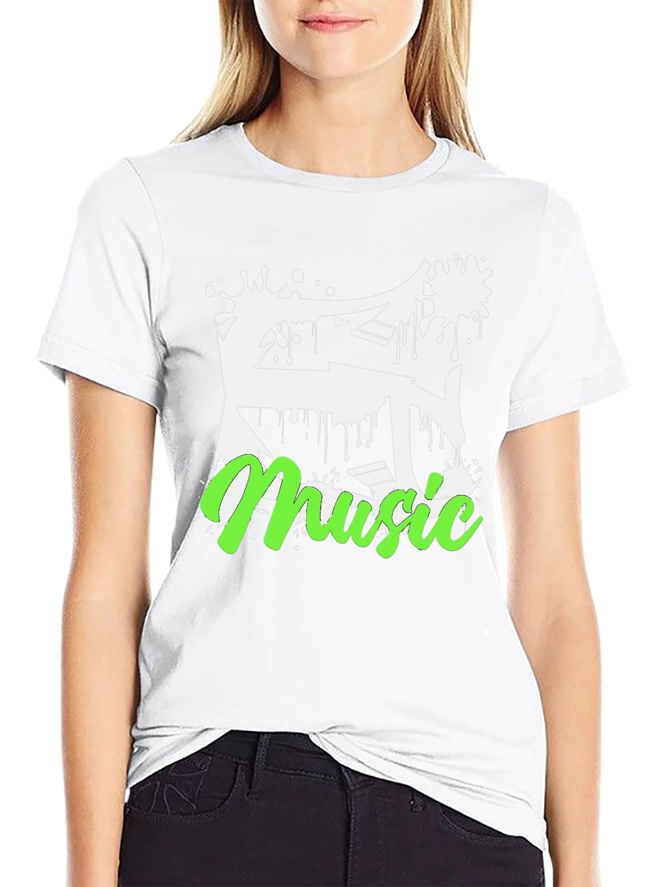 Music Splatter Graphic Black T-Shirt
