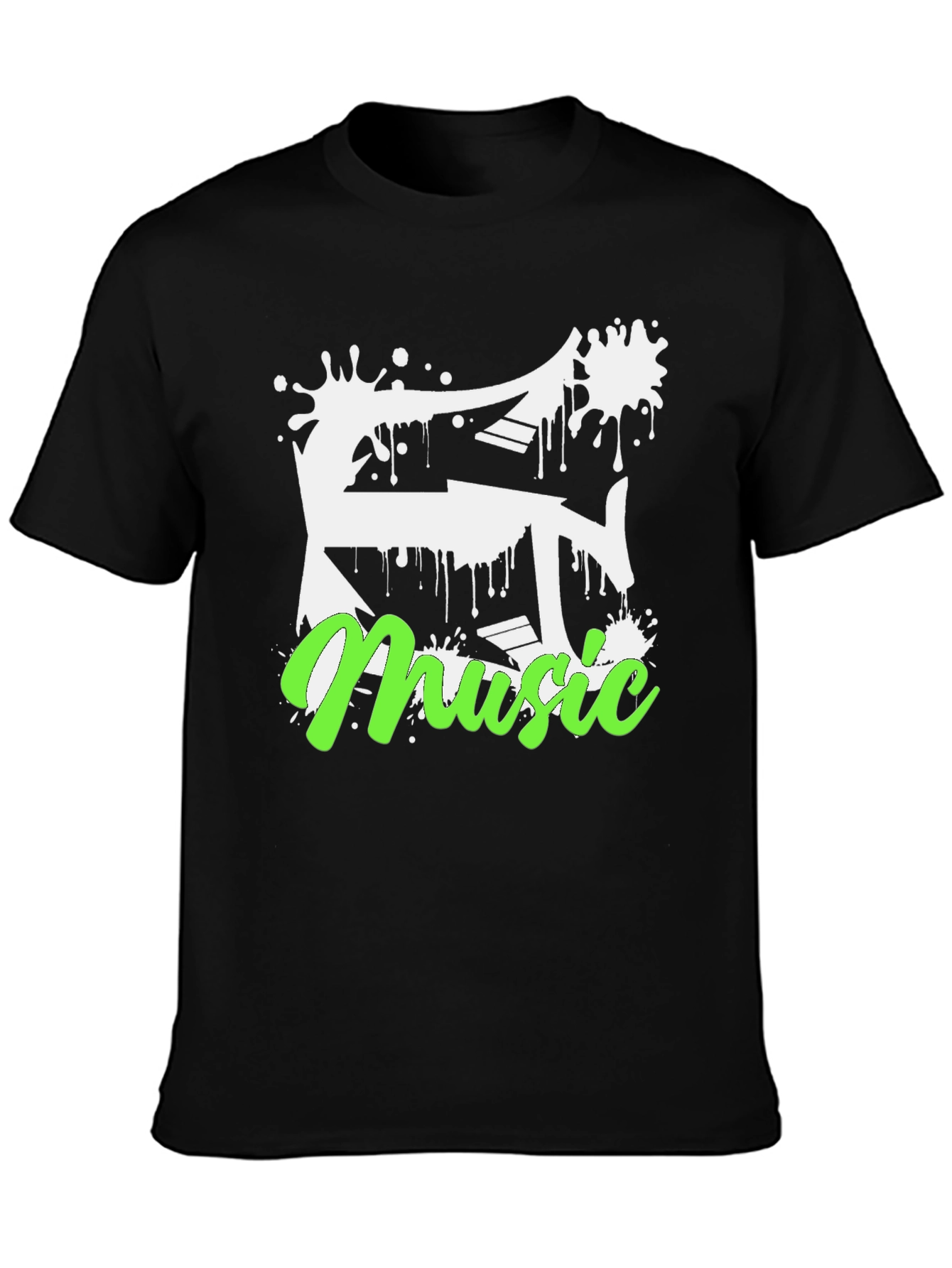 Music Splatter Graphic Black T-Shirt