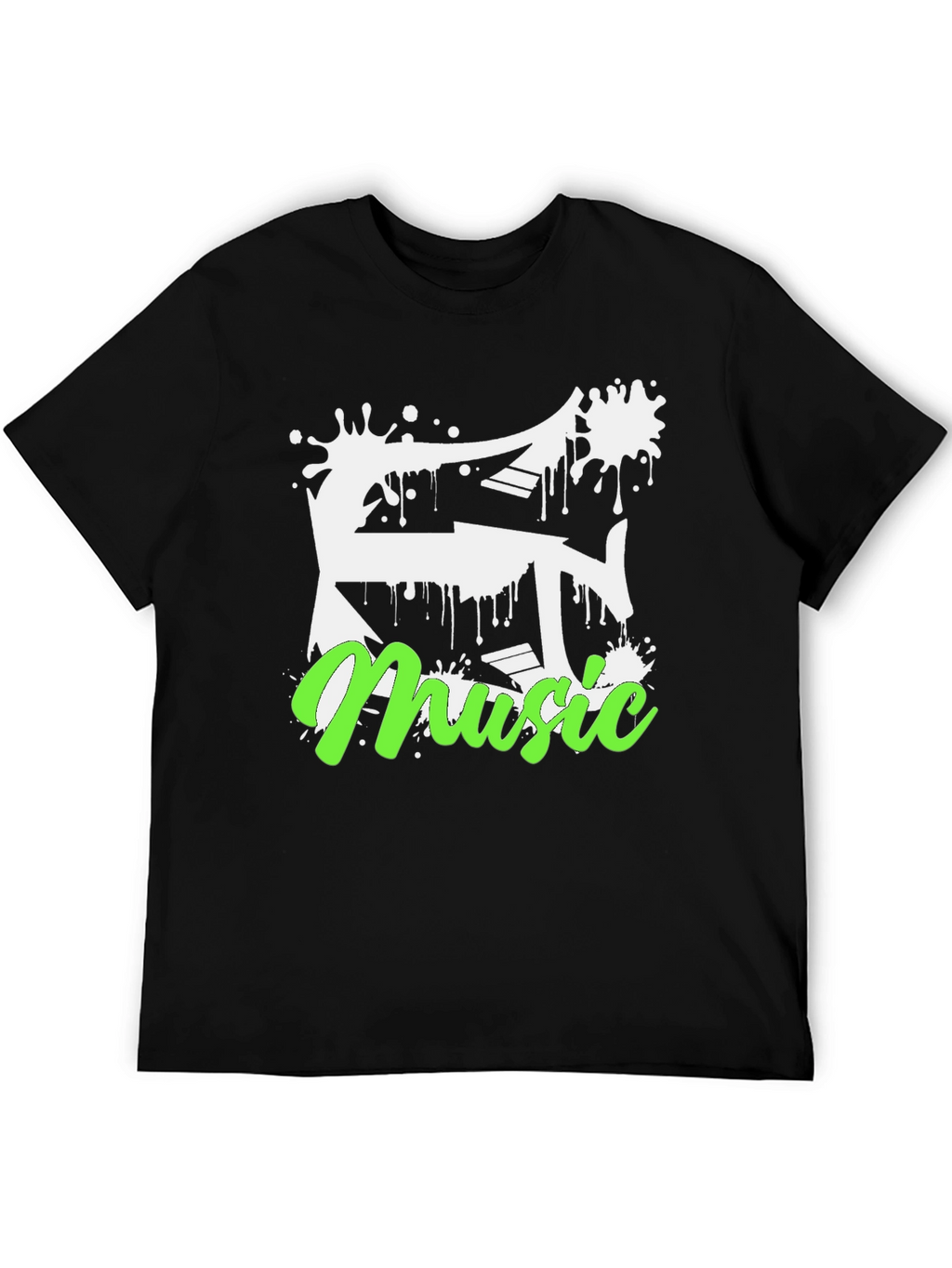 Music Splatter Graphic Black T-Shirt