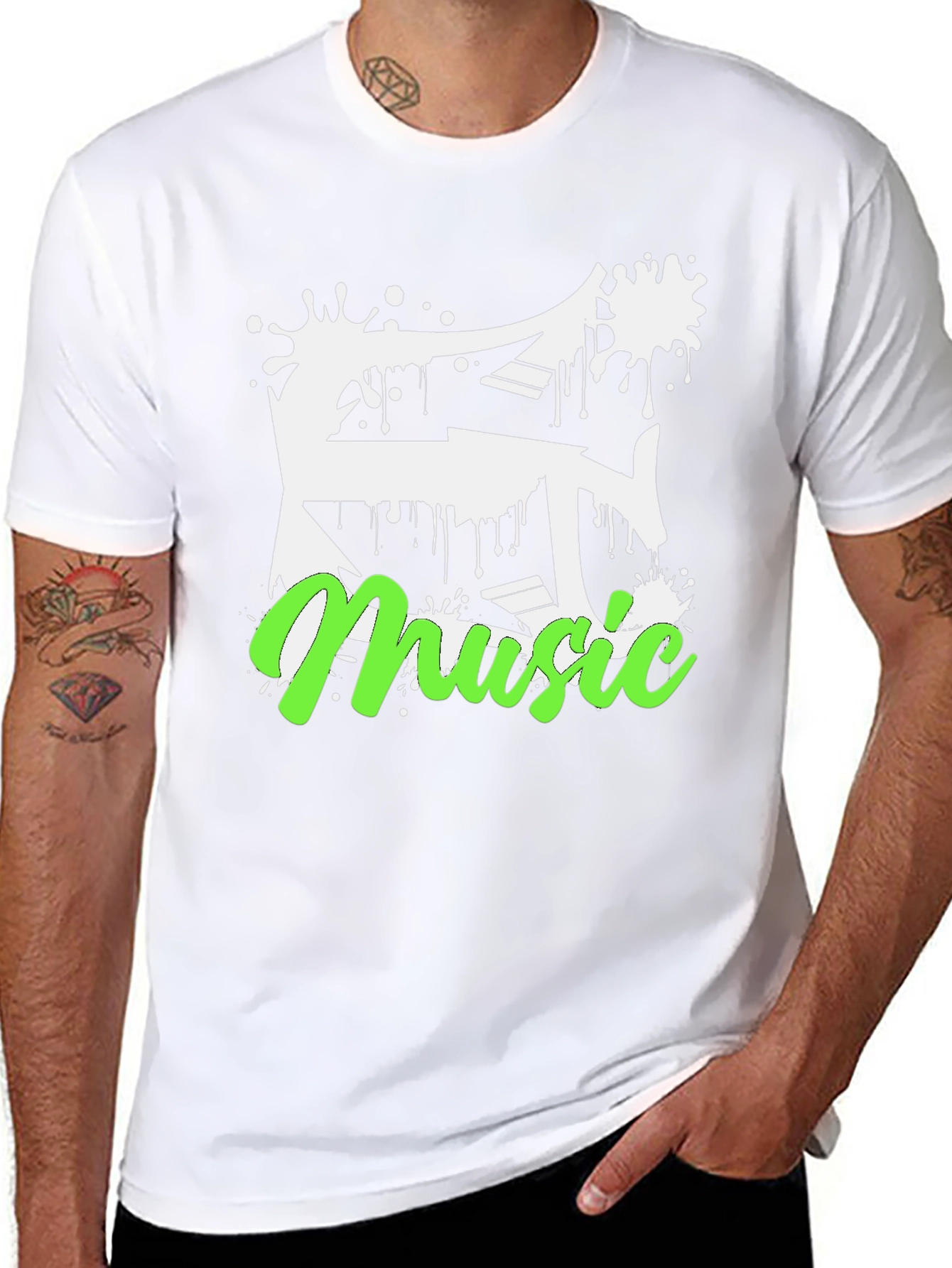 Music Splatter Graphic Black T-Shirt