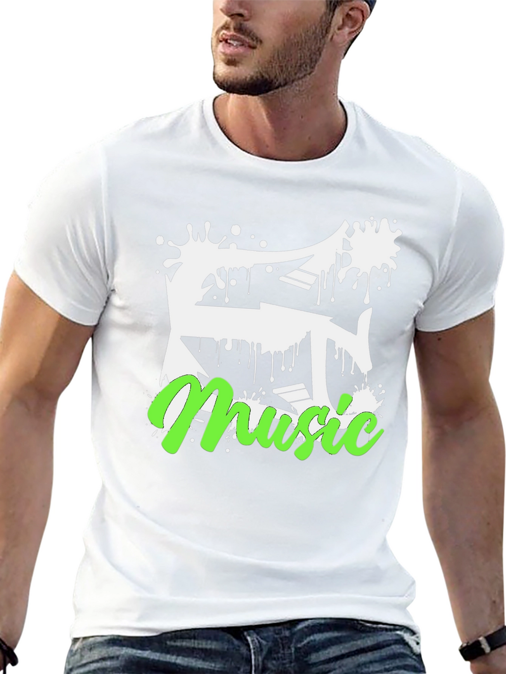 Music Splatter Graphic Black T-Shirt