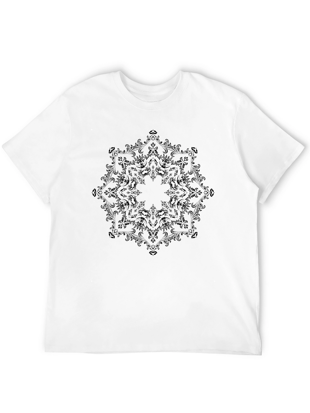 Black Ornamental Mandala Mens T-Shirt