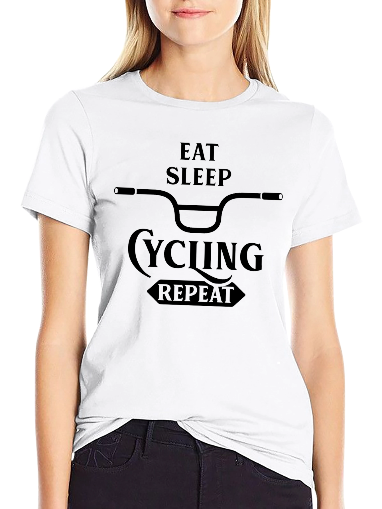 Eat Sleep Cycling Repeat Graphic Tee - Black