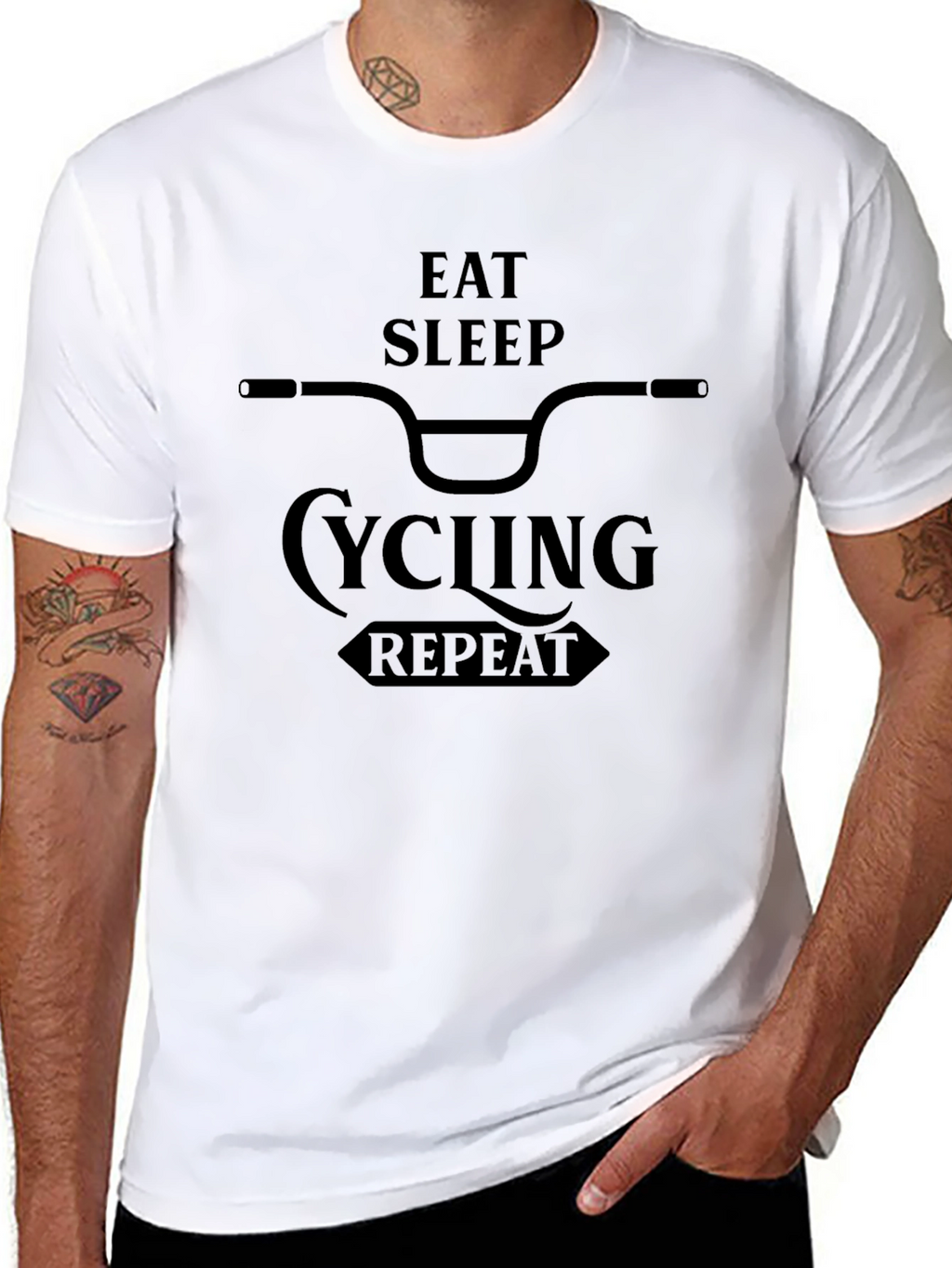 Eat Sleep Cycling Repeat Graphic Tee - Black