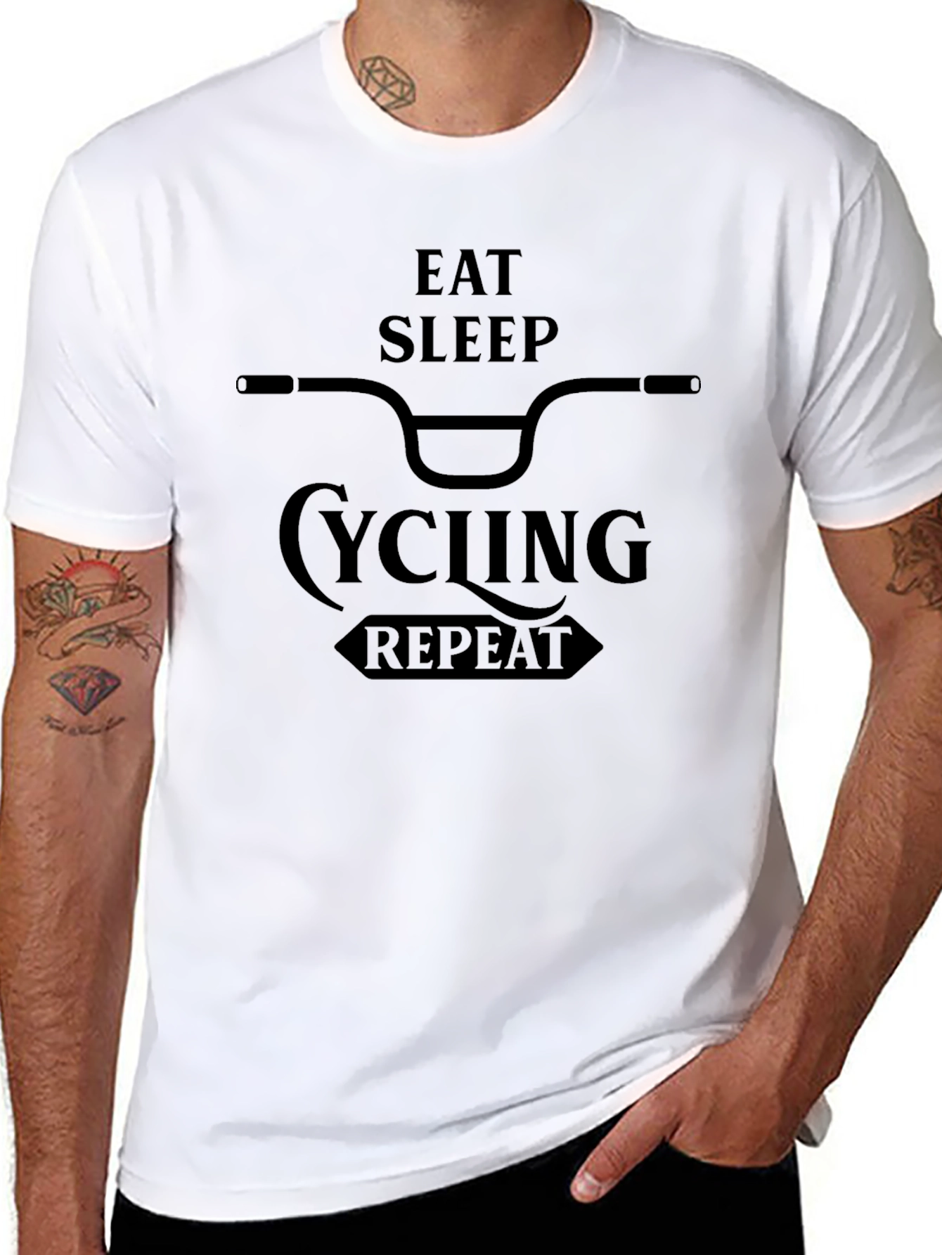 Eat Sleep Cycling Repeat Graphic Tee - Black
