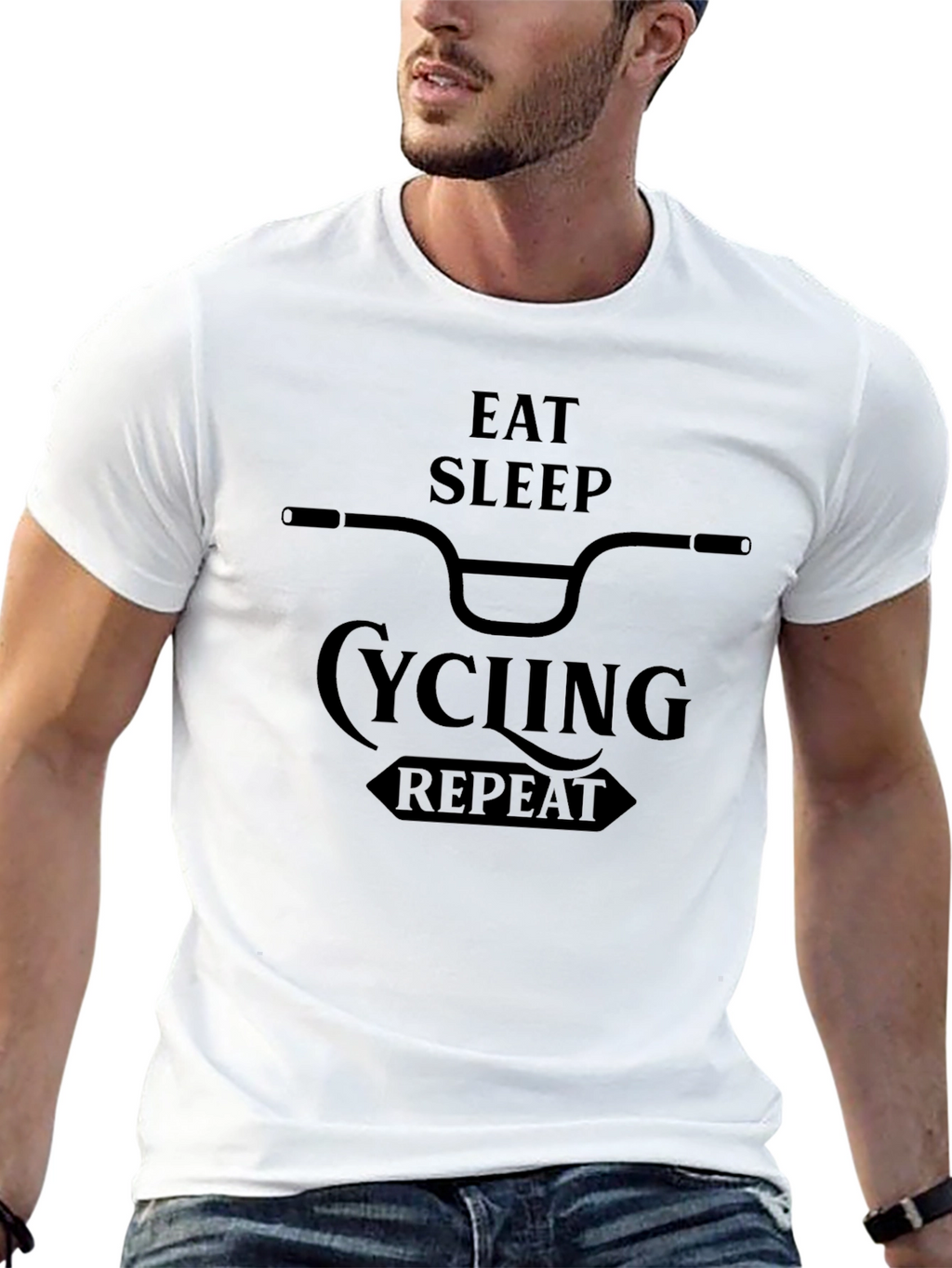 Eat Sleep Cycling Repeat Graphic Tee - Black
