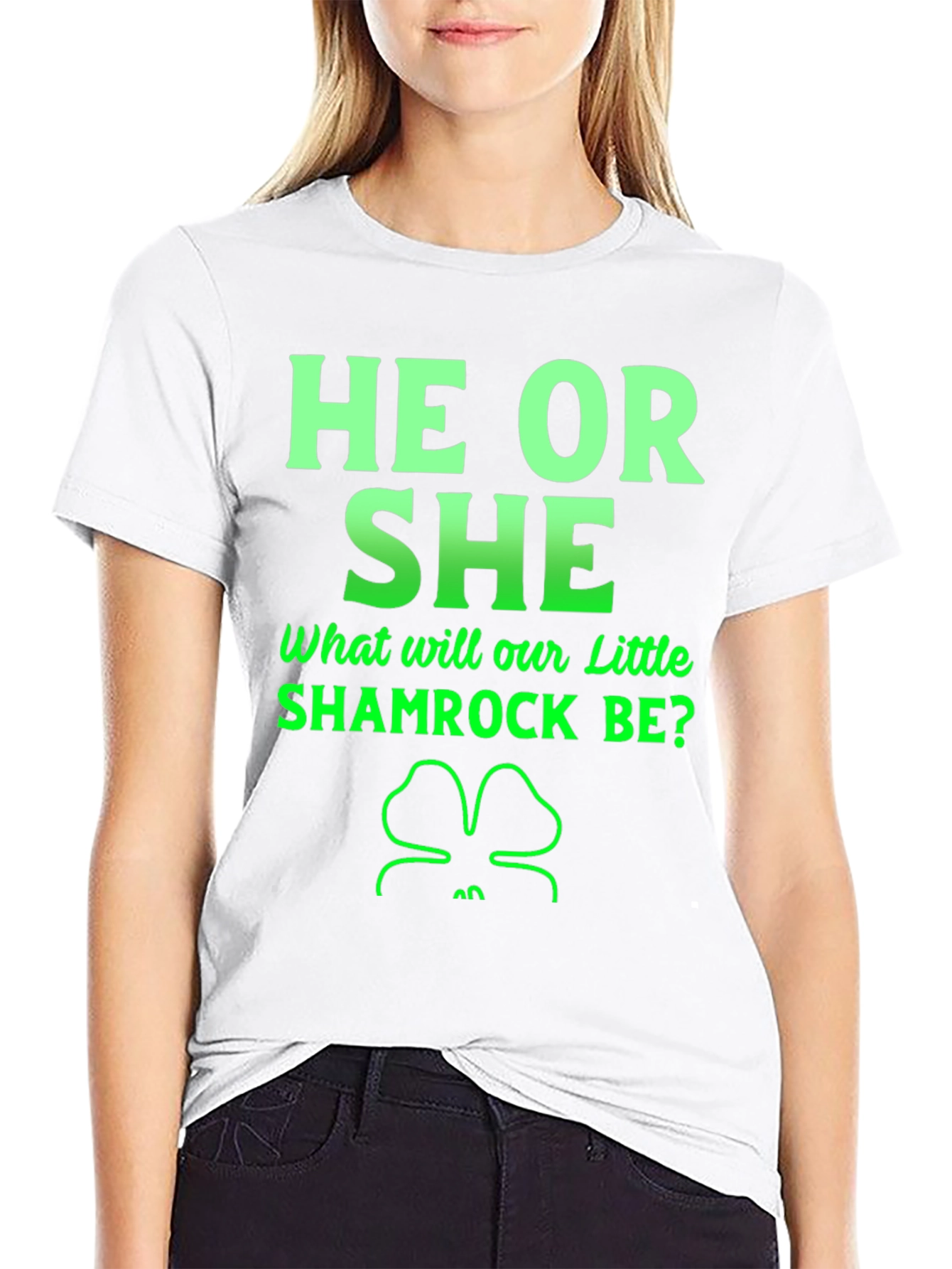 He or She Shamrock Gender Reveal T-Shirt