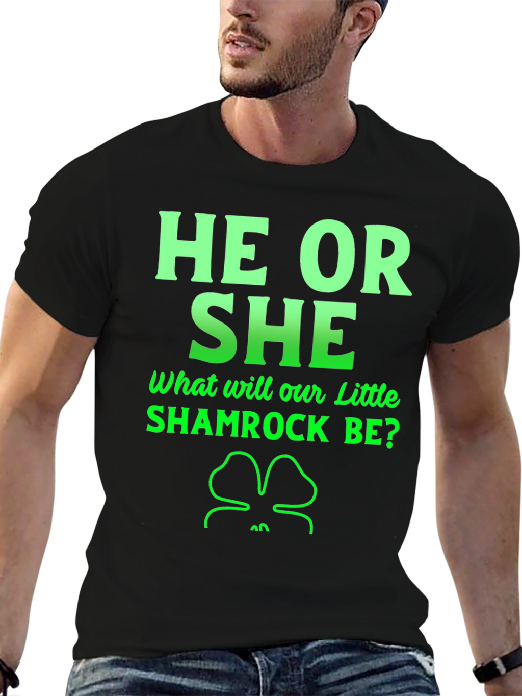 He or She Shamrock Gender Reveal T-Shirt