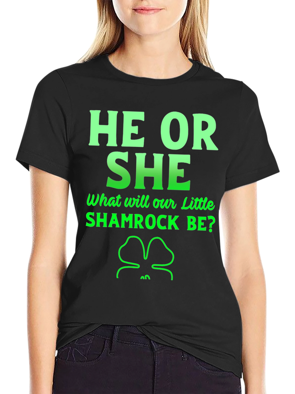 He or She Shamrock Gender Reveal T-Shirt