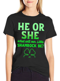 He or She Shamrock Gender Reveal T-Shirt