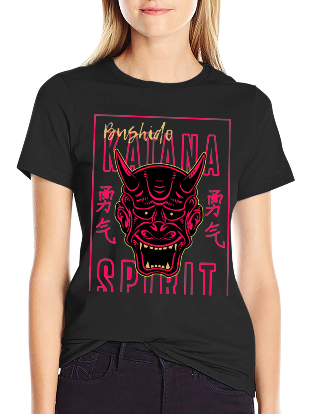 Bushido Katana Spirit Graphic Tee - Oni Mask T-Shirt