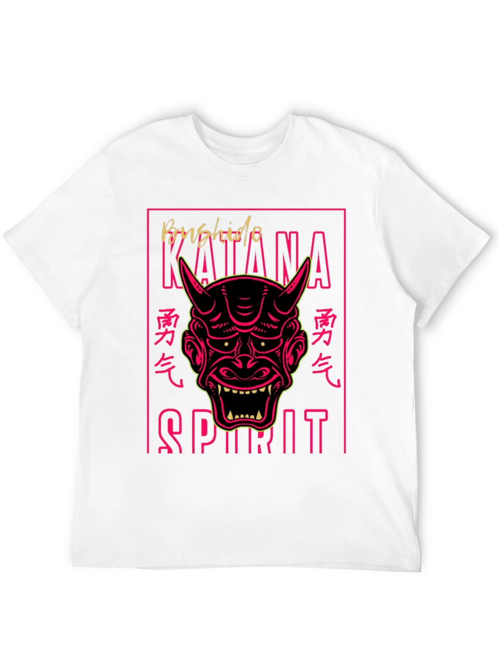 Bushido Katana Spirit Graphic Tee - Oni Mask T-Shirt