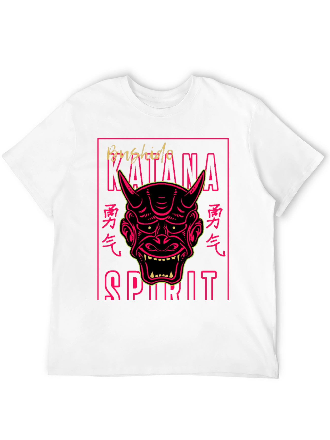 Bushido Katana Spirit Graphic Tee - Oni Mask T-Shirt